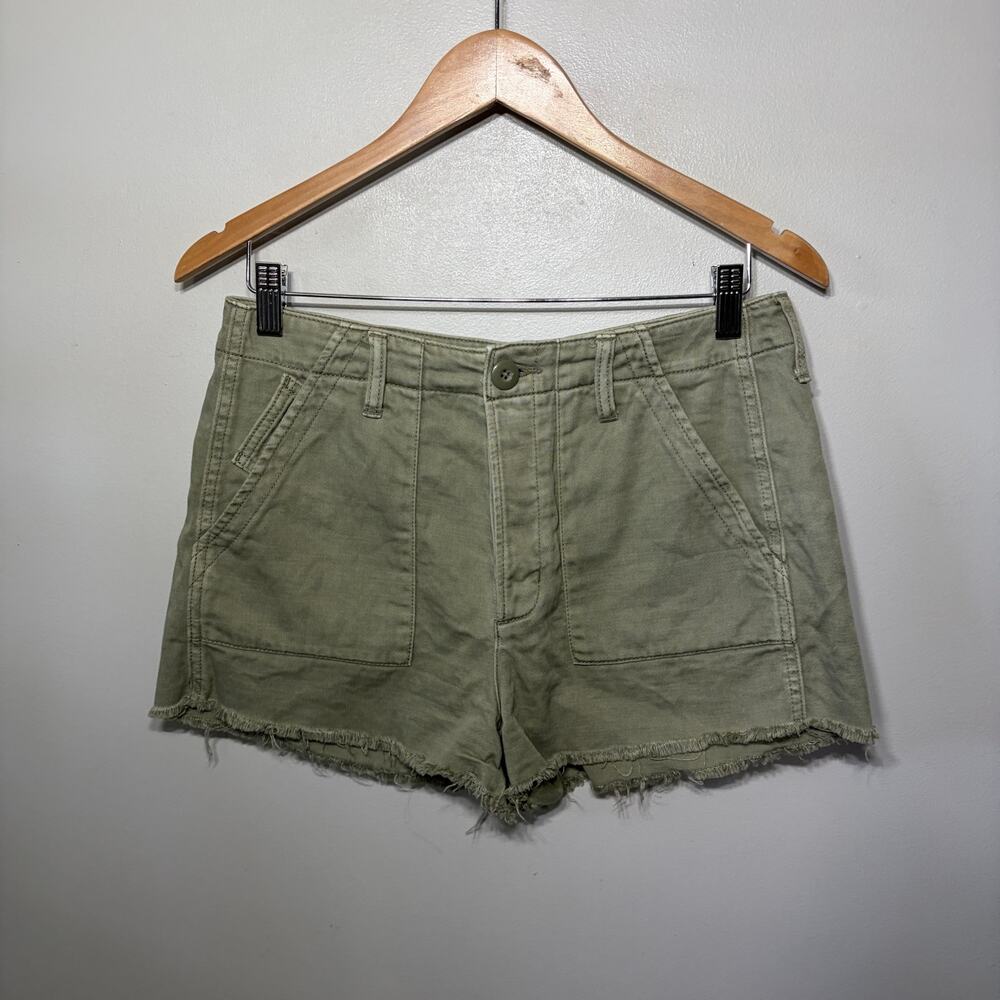 American Eagle Shorts Sage Green Hi Rise Button Fly Raw Hem Summer Vacation 6